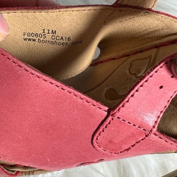 Born Amabel NWT Salmon Pink Leather Wedge Sandals Sz 11 - Picture 7 of 7